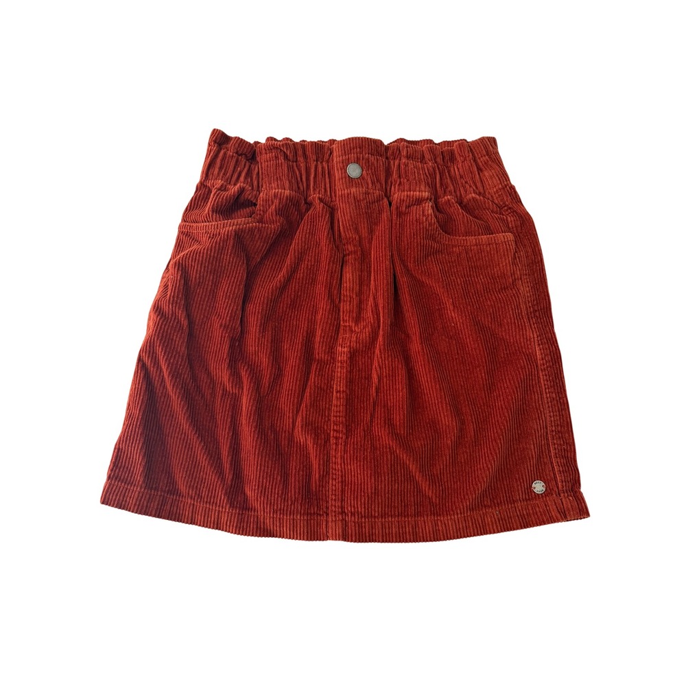 Roxy Women Rust Orange Corduroy Paperbag Waist Mini Skirt Size Small